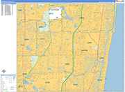 Pompano Beach  Wall Map Basic Style